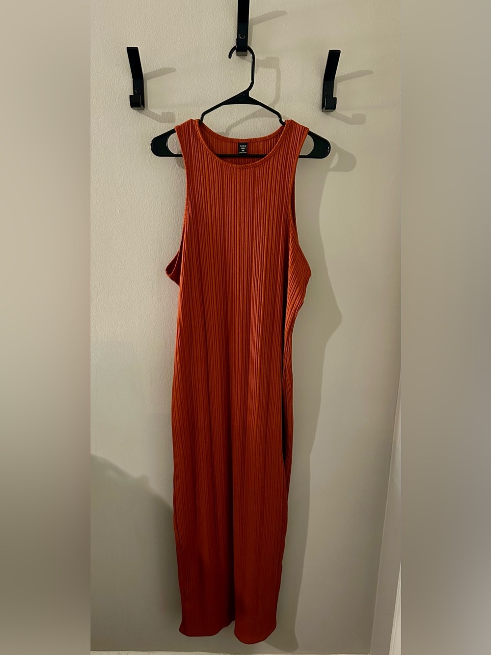 SHEIN Ribbed Knit Bodycon Maxi Dress Rust Orange XL - Picture 3 of 4